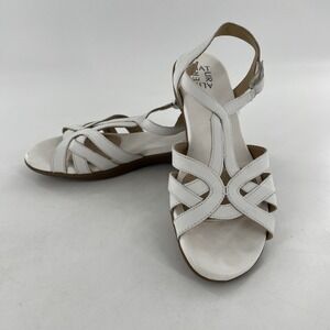 Naturalizer Leather Sandal Slingback Womens 9.5 W Wide White Open Toe Nella